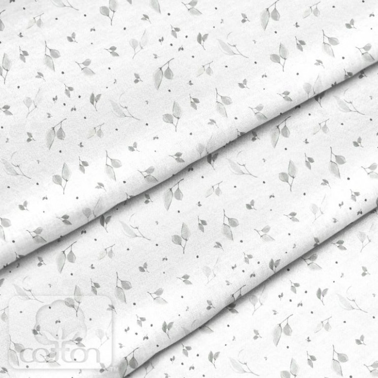 Ткань 100% хлопок Польша "Листики серые", размер 50Х50 см
