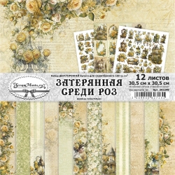 Двусторонний набор бумаги 30,5х30,5 см "Затерянная среди роз", 12 листов (ScrapMania)