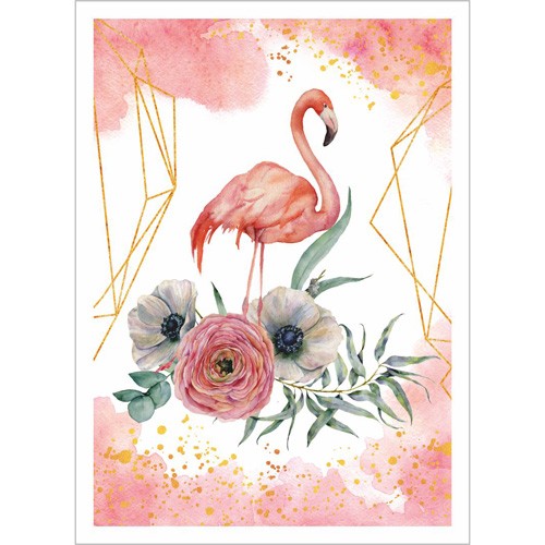 Fabric card " Luxury flamingo. Grace " size 6.5*9 cm (ScrapMania)