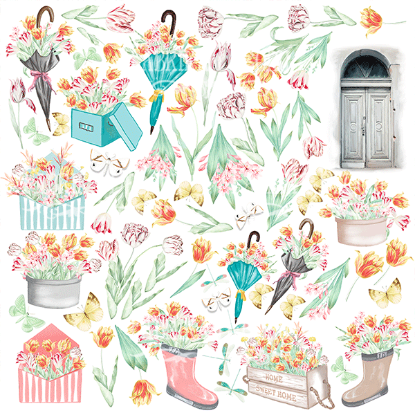 Sheet with pictures for cutting Fabrika Decoru "Scent of spring" size 30. 5x30. 5 cm