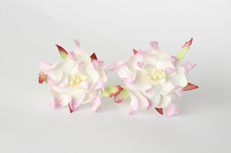 Gardenias "White and pink" size 4.5 cm, 1 piece