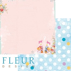 Двусторонний лист бумаги Fleur Design Пупсики "Сахарная вата", размер 30,5х30,5 см, 190 гр/м2