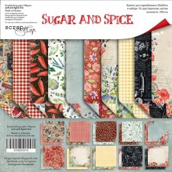 Набор двусторонней бумаги ScrapМир "Sugar and Spice", 10 листов, размер 20*20 см, 190 гр/м2