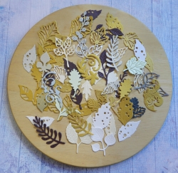 Вырубка набор листочков 55 эл. бумага  дизайнерская перламутровая 290 гр.