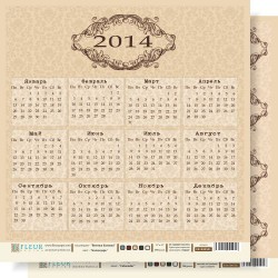 Двусторонний лист бумаги Fleur Design Винтаж Базовая "Календарь", размер 30,5х30,5 см, 190 гр/м2