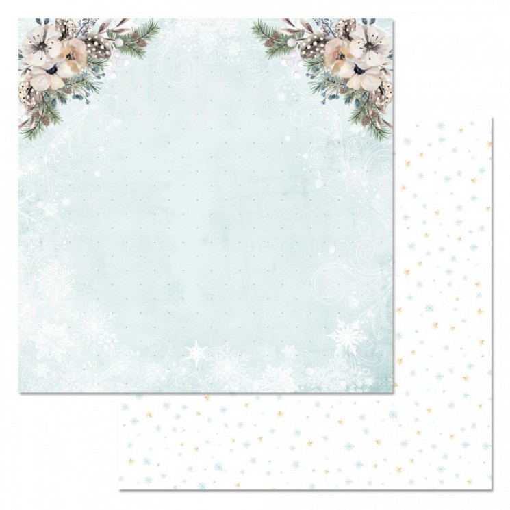 Double-sided sheet of ScrapMania paper "New Year's Ethnika. Snowstorm", size 30x30 cm, 180 g/m2