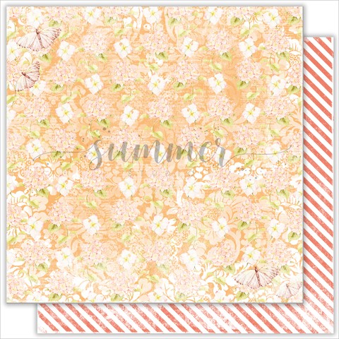 Двусторонний лист бумаги Summer Studio My autumn "Peach flowers" размер 30,5*30,5см, 190гр