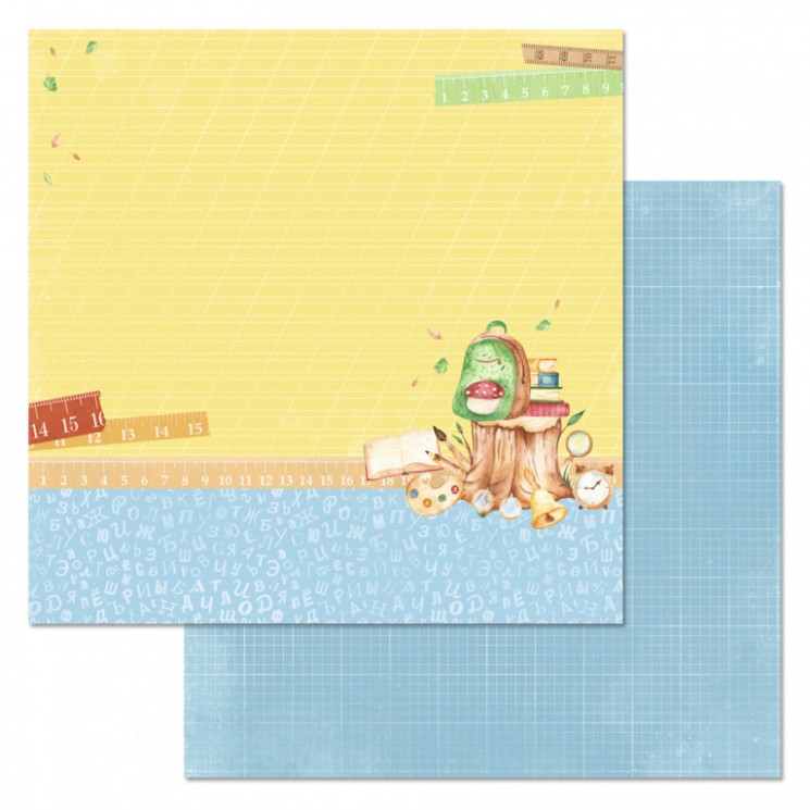 Double-sided sheet of ScrapMania paper "First-grader. Letters", size 30x30 cm, 180 g/m2