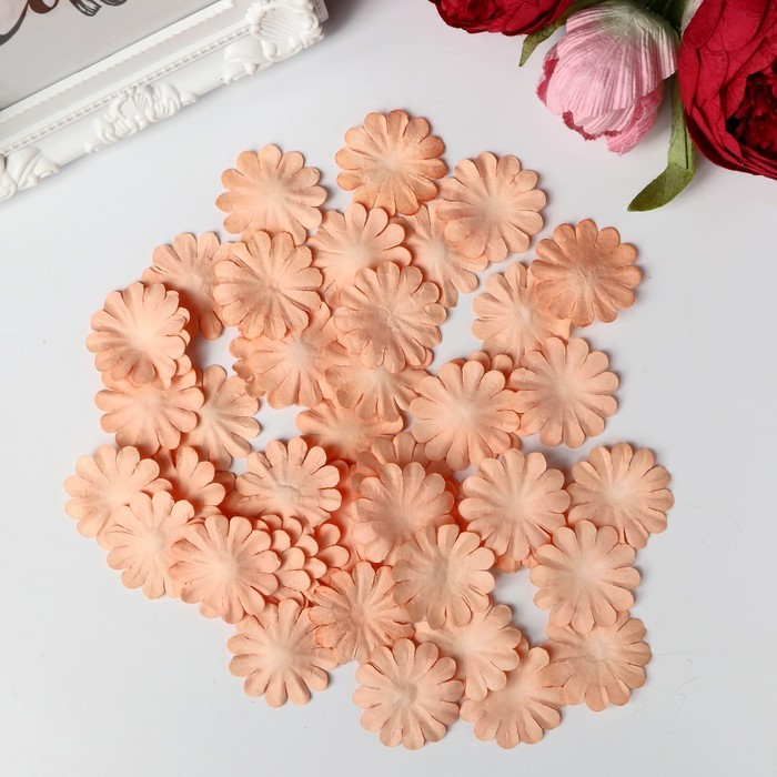 Set of paper petals "Peach daisy" d-36 mm, 30 pcs