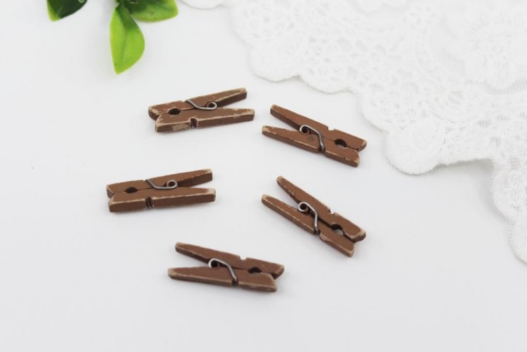 Wooden decoration "Brown clothespin", 1 pc., size 3x1x0. 5 cm
