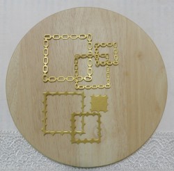 Вырубка Квадрат из цепей бумага золотая дизайнерская перламутровая 290 гр.