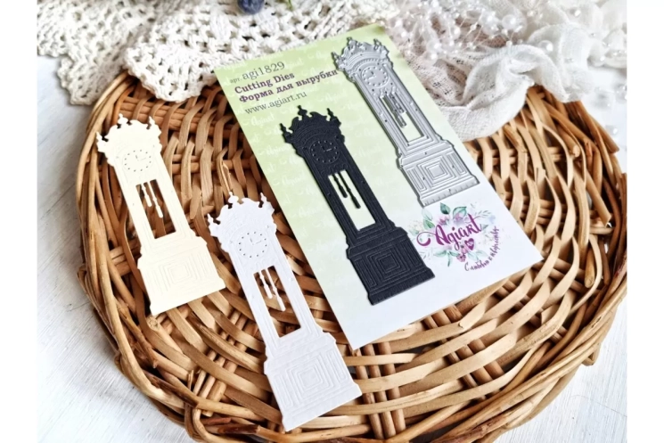 Нож для вырубки "Старый замок. Часы" от AgiArt, размер вырубки: 29*100 mm