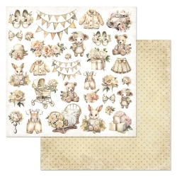 Двусторонний лист "Плюшевые малыши. Картинки", размер 30*30 см, 180гр (ScrapMania)