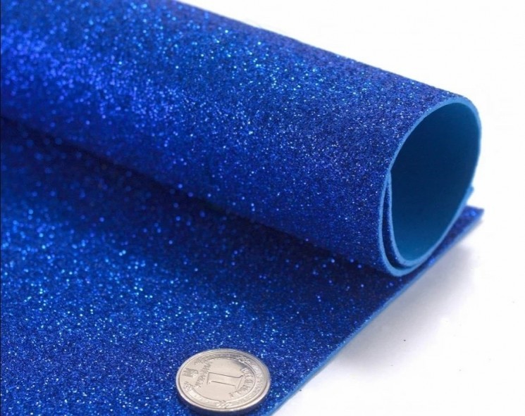 Foamiran glitter "Dark blue", size 20x30 cm, thickness 2 mm