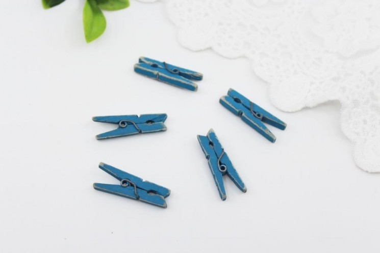 Wooden decoration "Blue Clothespin", 1 pc., size 3x1x0. 5 cm