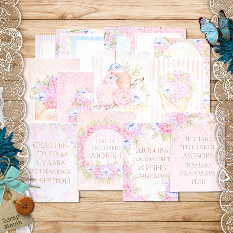 Набор карточек "Первая любовь" (ScrapMania), 16 шт