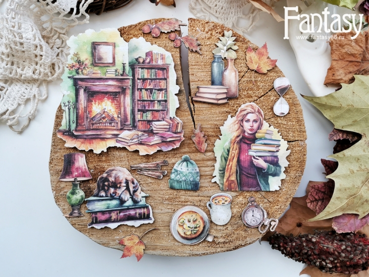 Тканевые высечки на картоне Fantasy "Осень - 58", толщина картона 1 мм, шт в наборе