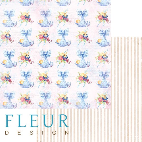 Двусторонний лист бумаги Fleur Design Пупсики "Наш ангел", размер 30,5х30,5 см, 190 гр/м2