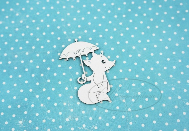 Chipboard Needlework "Fox Cub with an umbrella", size 4. 5x5. 5 cm