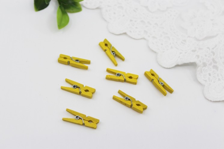 Wooden decoration "Yellow Clothespin", 1 pc., size 3x1x0. 5 cm