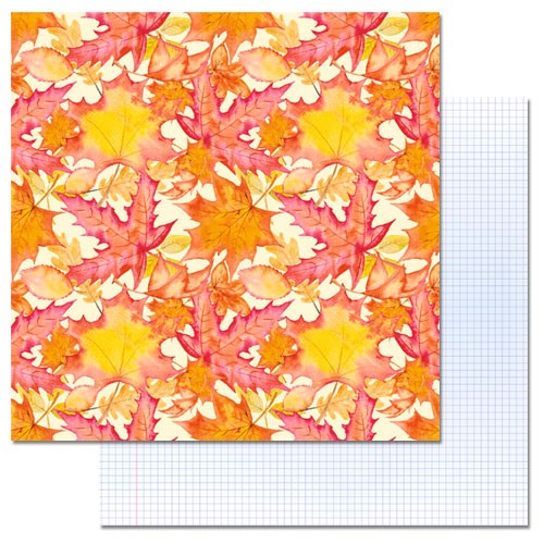Double-sided sheet of ScrapMania paper "School. Maple leaf fall", size 30x30 cm, 180 g/m2