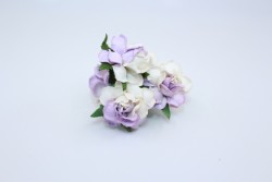 Кудрявые розы "Бело-сиреневые" размер 3см, 5 шт 