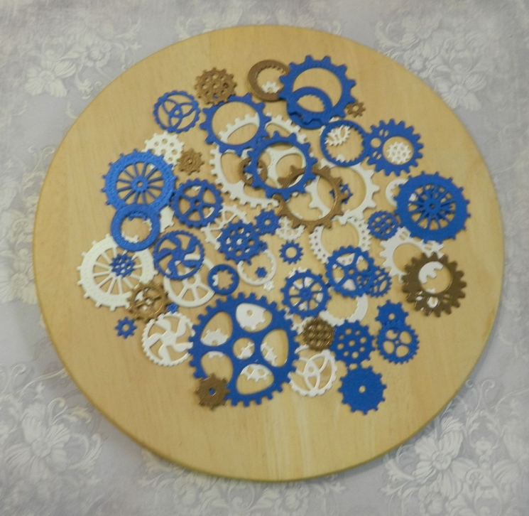 Вырубка набор шестеренок 60 эл. бумага дизайнерская перламутровая 290 гр. 