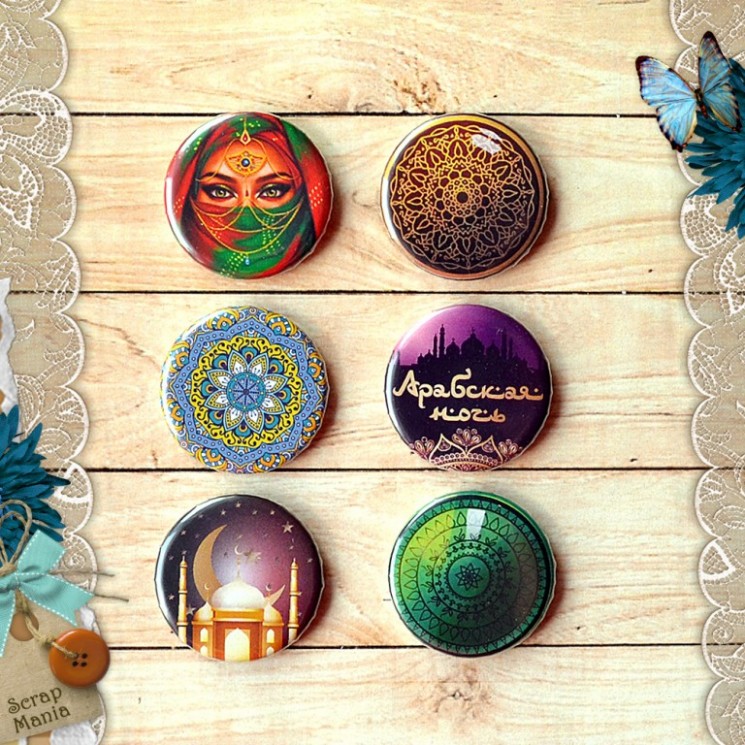 Набор фишек "Сердце востока. Арабская ночь" (ScrapMania), 6 шт