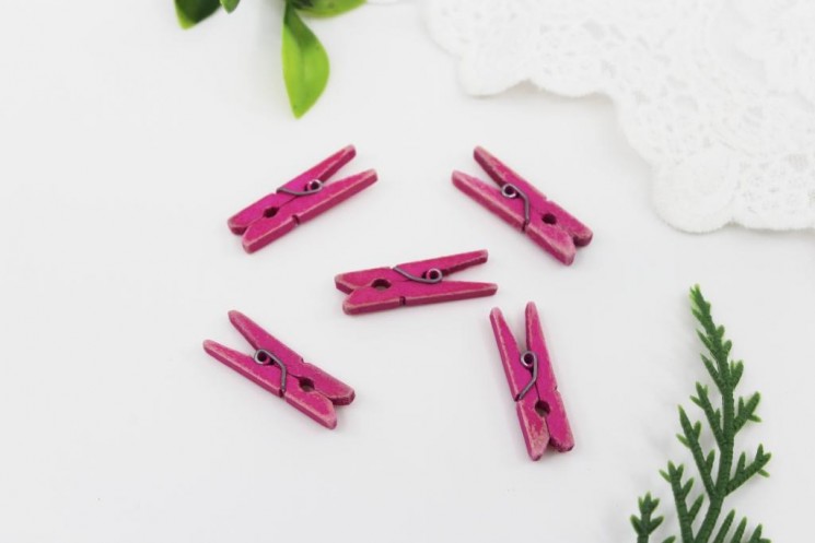 Wooden decoration "Pink clothespin", 1 pc., size 3x1x0. 5 cm