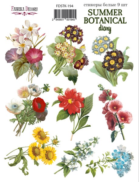 Fabrika Decoru sticker set "Summer botanical diary No.194", 9 pcs