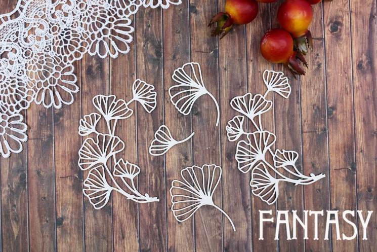 Chipboard Fantasy Set "Ginkgo Leaves 2468" size from 2.5*2.8 cm to 8.8*8.9 cm