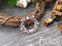 Чипборд FantasyScrap «Винтажный венок с птичками 3888», размер 4.6*4 см