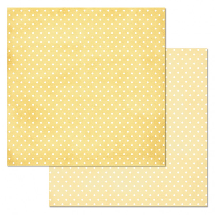 Двусторонний лист бумаги ScrapMania "Фономикс. Горошки. Желтые", размер 30х30 см, 180 гр/м2