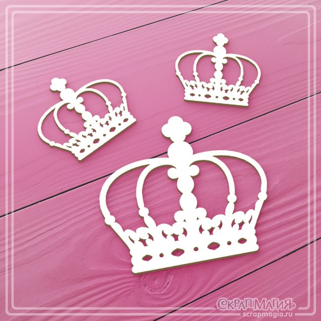 Scrapmagia "Crowns" chipboard set, 3 elements