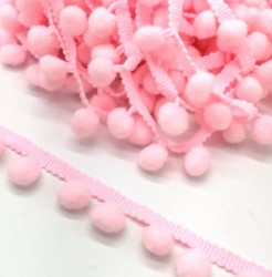 Тесьма с помпонами "Нежно-розовая", ширина 2 см, длина 1 м