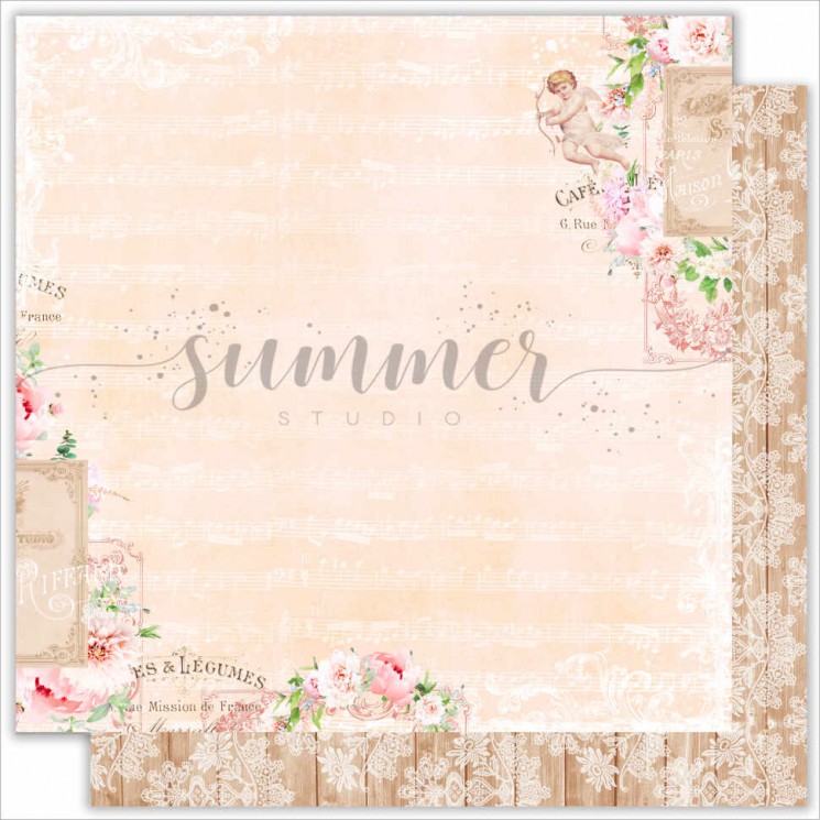 Double-sided sheet of paper Summer Studio Vintage wedding "Tender moments" size 30.5*30.5 cm, 190gr