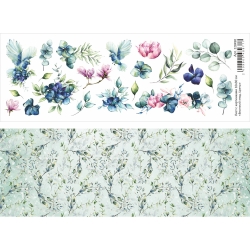 Двусторонний лист с картинками "Весенний этюд. Цветы", 10х30 см, 180 гр/м2