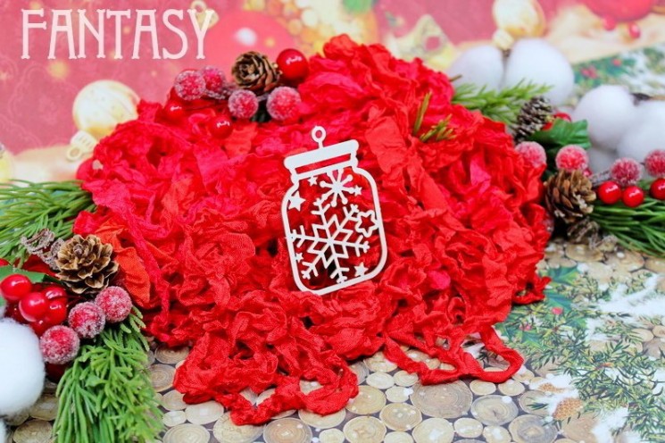 Chipboard Fantasy "Jar with snowflakes 1575" size 7*4.5 cm