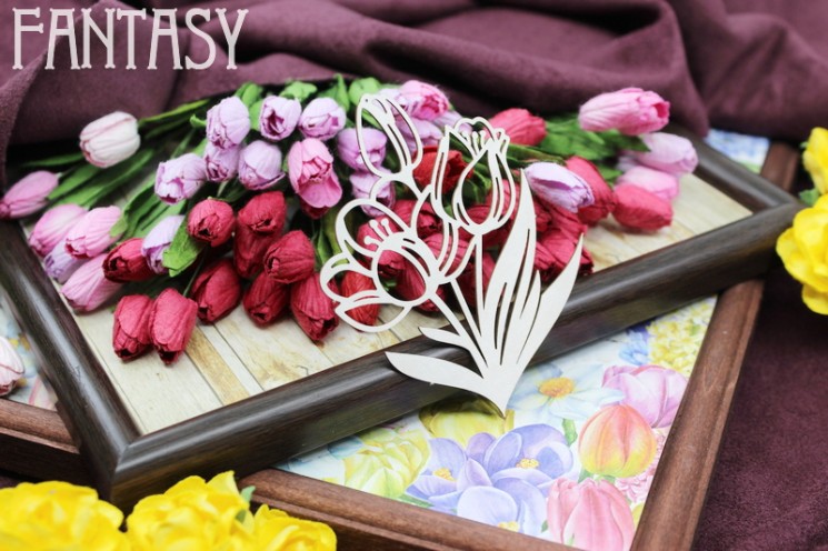 Chipboard Fantasy "Bouquet of tulips 1978" size 6.8*8.2 cm