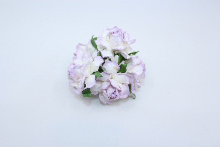 Curly roses "White-lilac-2" size 3cm, 5 pcs 