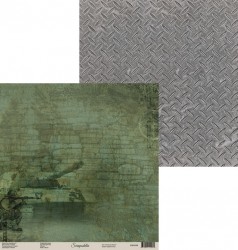 Двусторонний лист бумаги Scrapodelie Армия "Лист 6", размер 30,5х30,5см, 190 гр/м2
