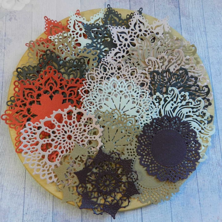 Вырубка набор  19 шт. бумага дизайнерская перламутровая  125 гр. 