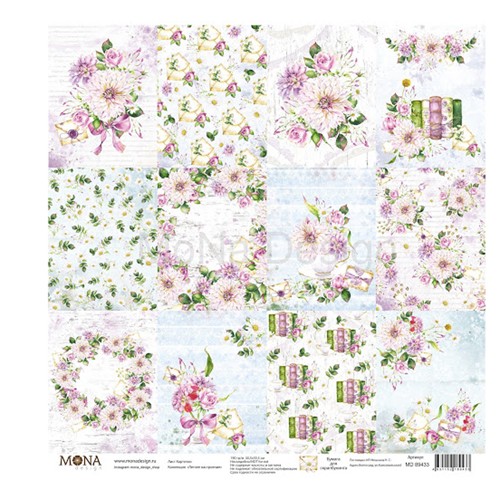 One-sided sheet of paper MonaDesign Summer mood "Cards" size 30. 5x30. 5 cm, 190 gr/m2