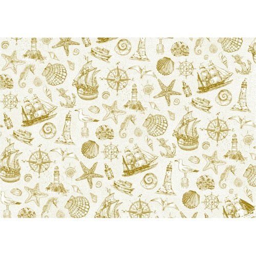 Калька с золотым рисунком для декора Bee Shabby "Sea adventure-ships", размер А4, 1 лист