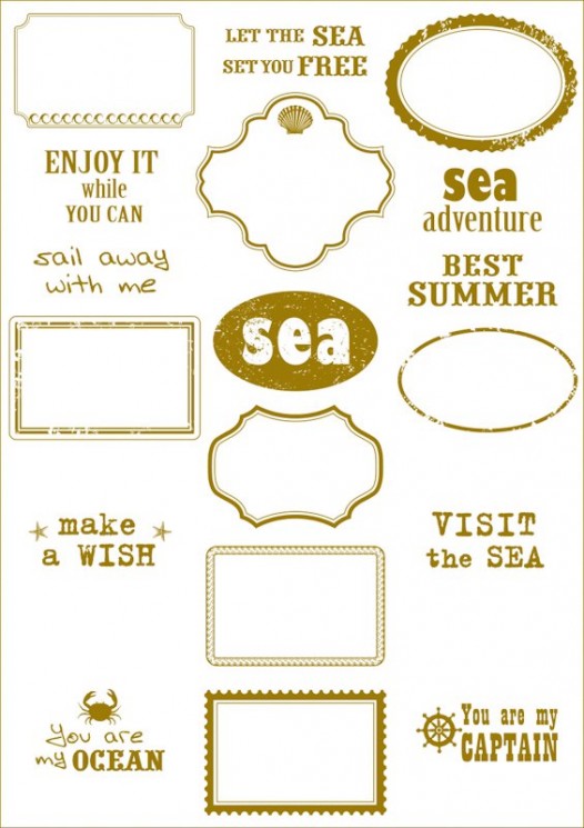 Tracing paper with a pattern for Bee Shabby decor "Sea adventure-frames", A4 size, 1 sheet