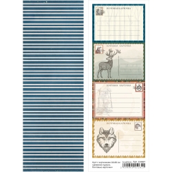 Двусторонний лист с картинками "Дневник туриста. Почтовые карточки", 10х30 см, 180 гр/м2