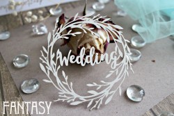 Чипборд Fantasy "Надпись Wedding в рамке 986 " размер 9,2*9 см