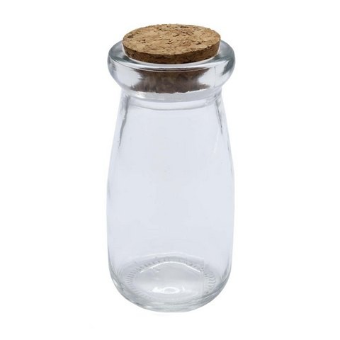 Бутылочка стеклянная с пробковой крышкой, 1 шт, размер 5Х10 см