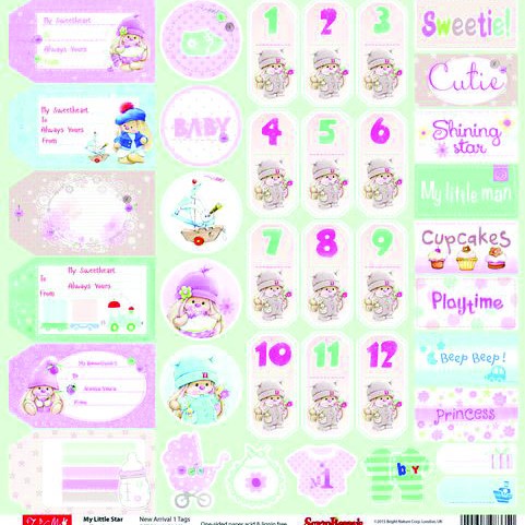 Double-sided sheet of paper Scrapberry's Kids "Kids 1", size 30x30 cm, 180 g/m2 (ENG)