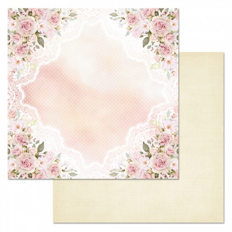 Double-sided sheet of ScrapMania paper " Wedding bouquet. Tenderness", size 30x30 cm, 180 g/m2